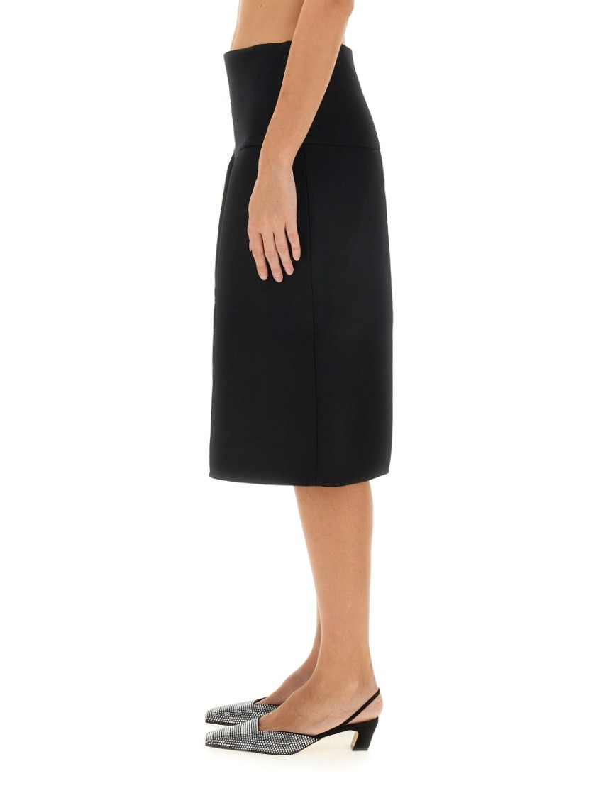 Khaite Kidd Pleated Leather Midi Skirt In Black