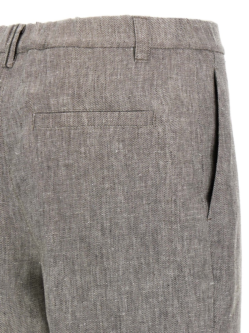 Brunello Cucinelli Straight-leg Trousers With Stretched Pleat In Gray