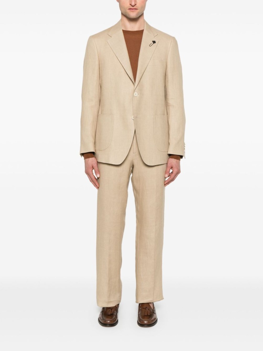 Lardini Beige Classic Jacket With English Vents In Neutral
