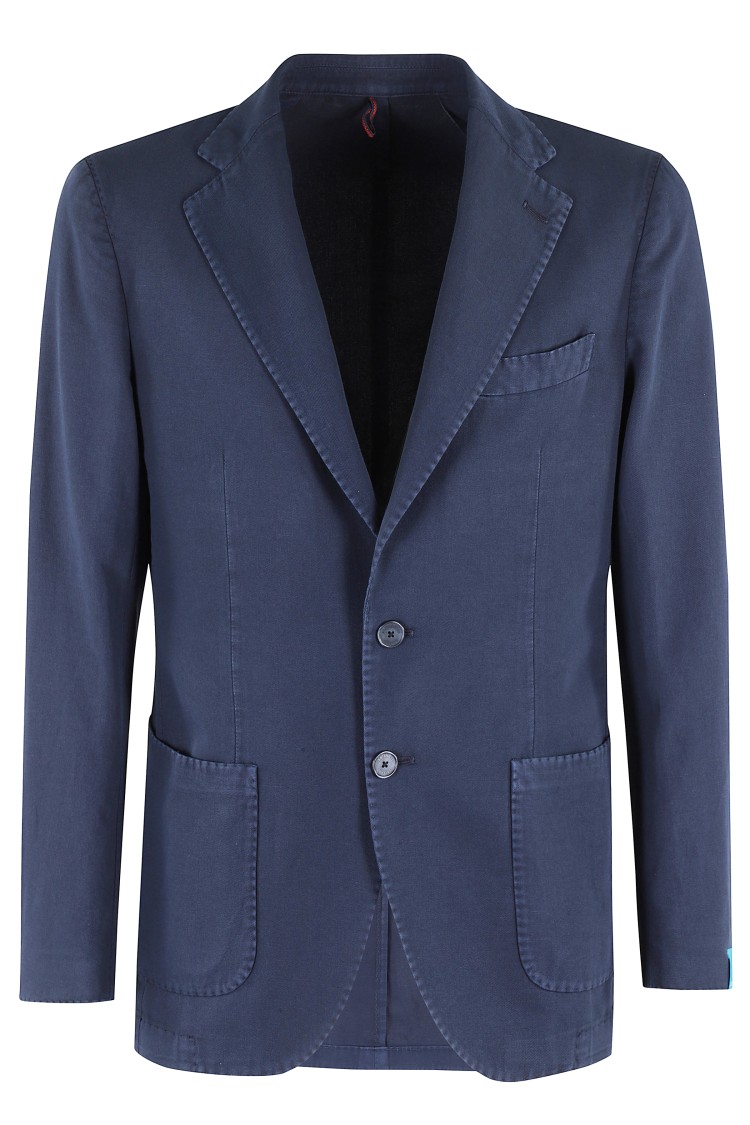 Santaniello Tailored Ice Gabardina Jacket With Notch Lapel In Grey