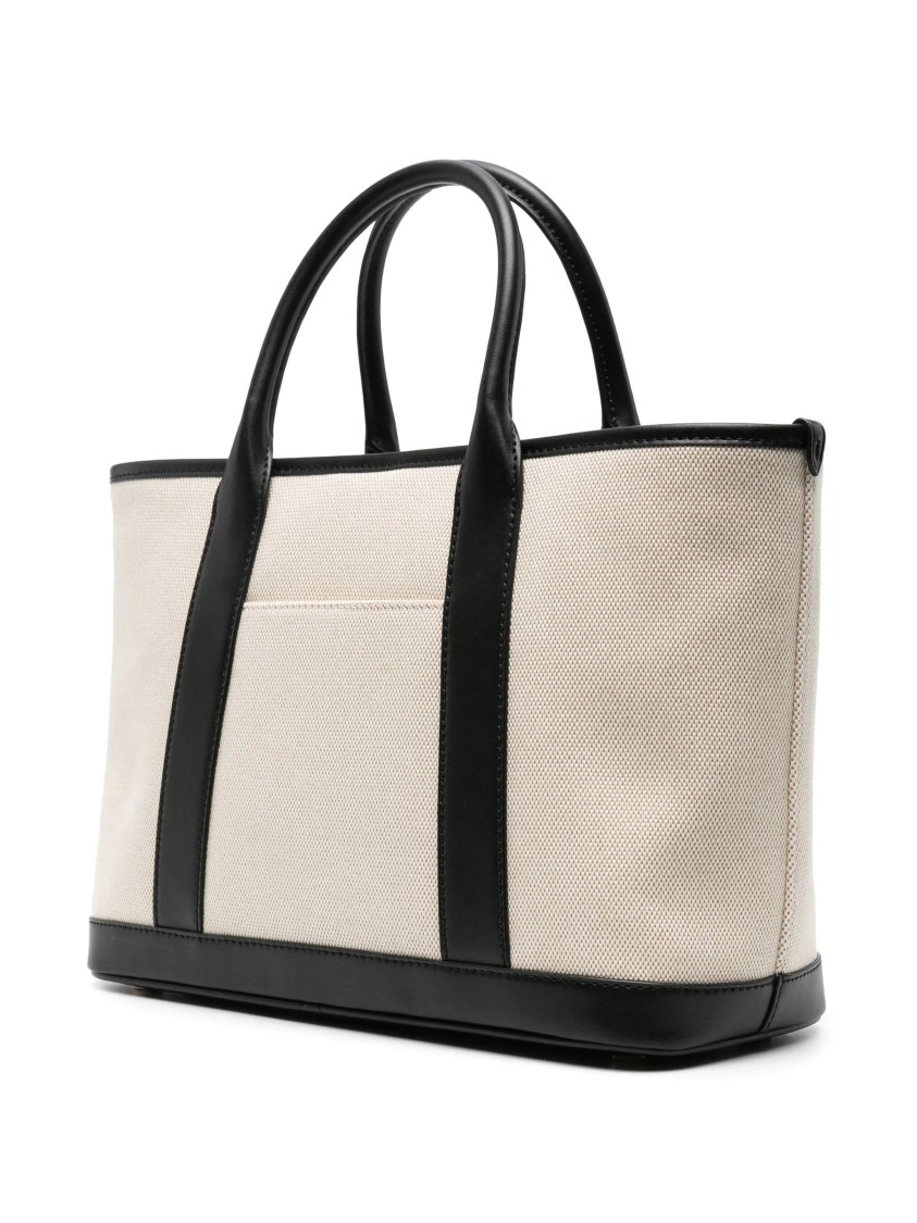 Michael Kors Luisa Canvas And Leather Handbag With Frontal Monogram In Neutral