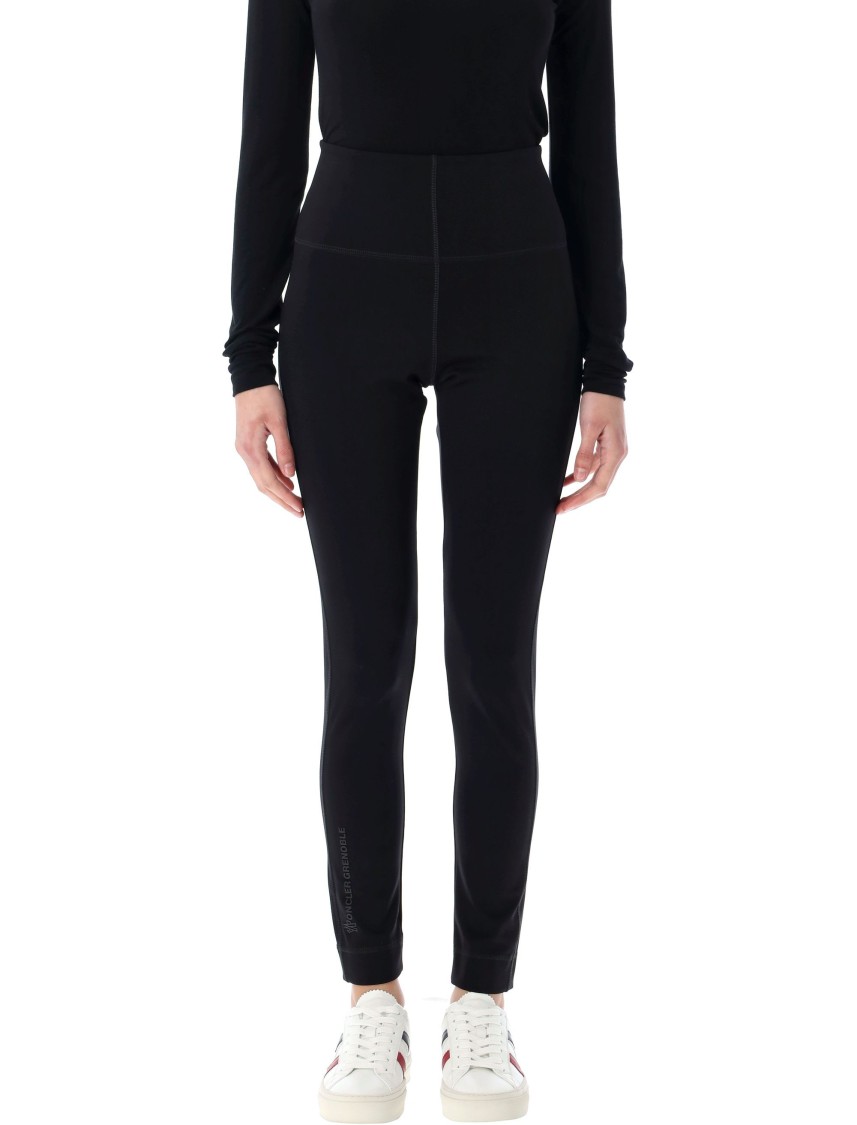 Moncler Brand-embossed Slim-fit High-rise Stretch-woven Leggings In Black