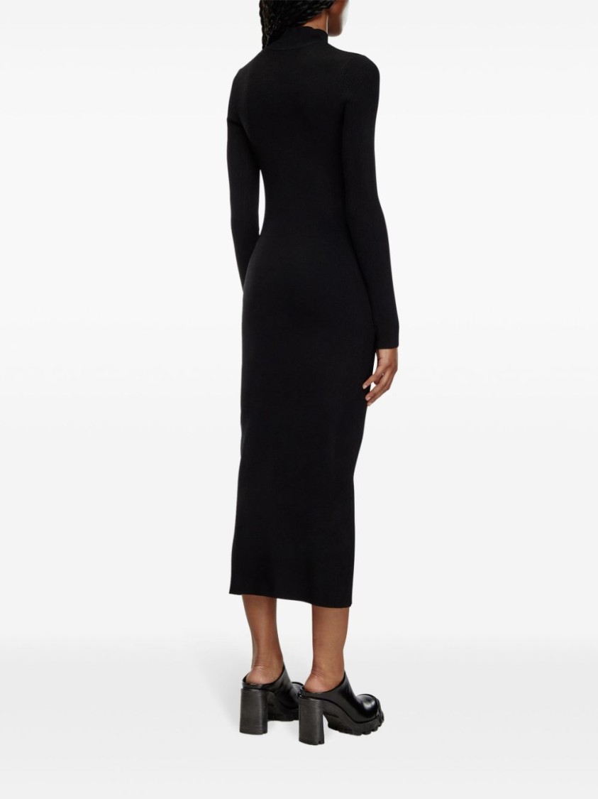 Diesel Ribbed Knit Bodycon Mini Dress With Cut-out Details In Black
