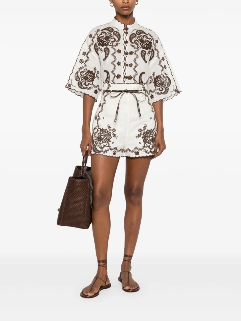 Zimmermann Shorts Ascension In Lino Avorio Donna In White