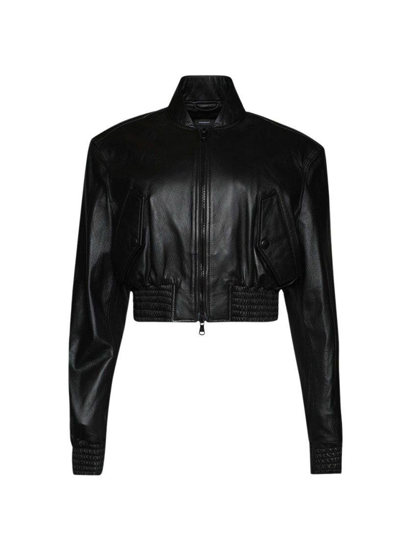 Wardrobe.nyc Tailored Crop Bomber In Black
