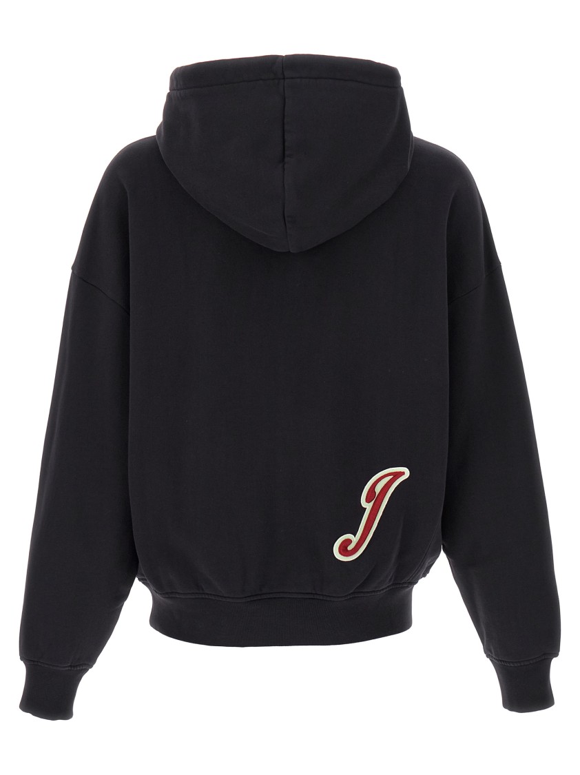Jacquemus Cotton Sweatshirt With Embroidered Varsity Patch In Black