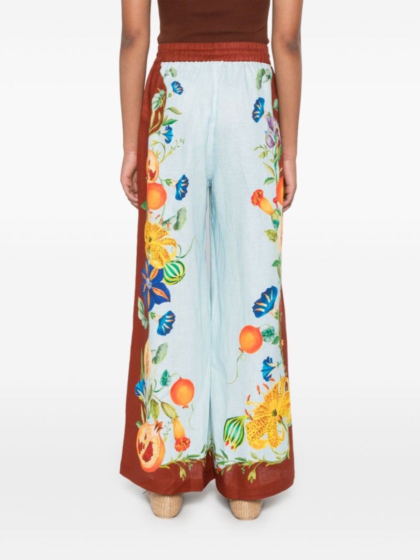 Shop Alemais Rich Chocolate Brown Dahlia Linen Trousers