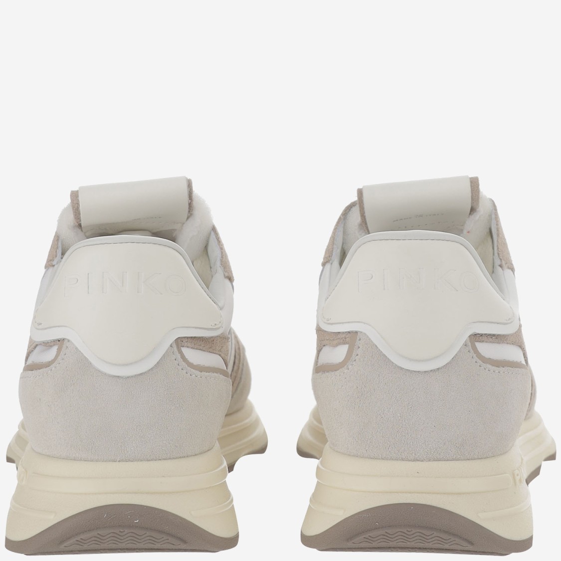 Shop Pinko Technical Fabric And Leather Sneakers With Logo In Grey