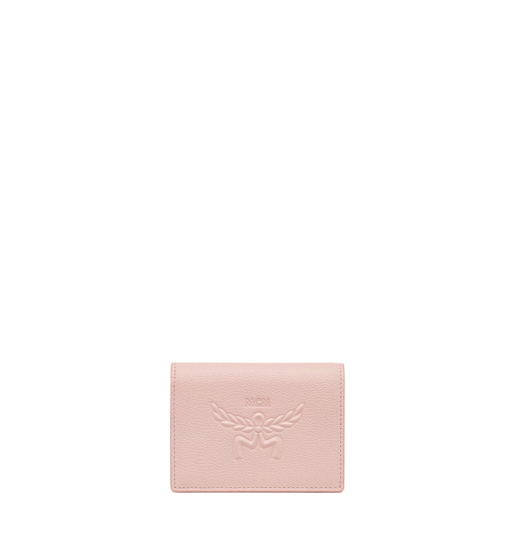 Mcm Embossed Leather Wallet In Pink