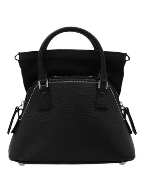 Maison Margiela Halfmoon Micro Pouch In Black Saffiano