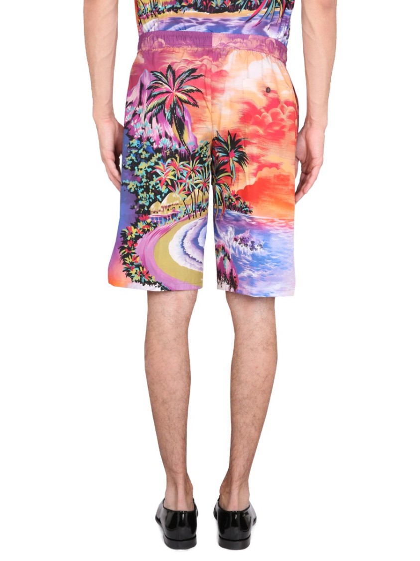 Dolce & Gabbana Bermuda Shorts With Hawaii Print In Multicolor