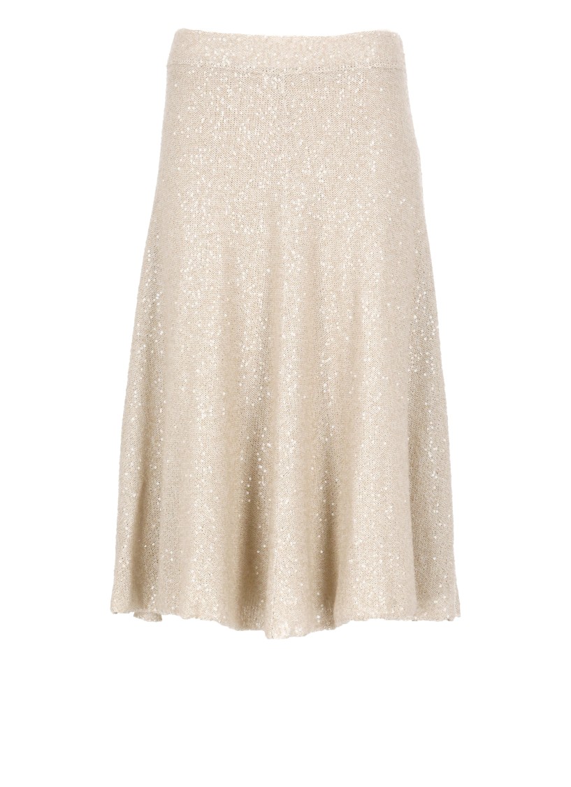 Brunello Cucinelli Beige Linen Cashmere Silk Skirt