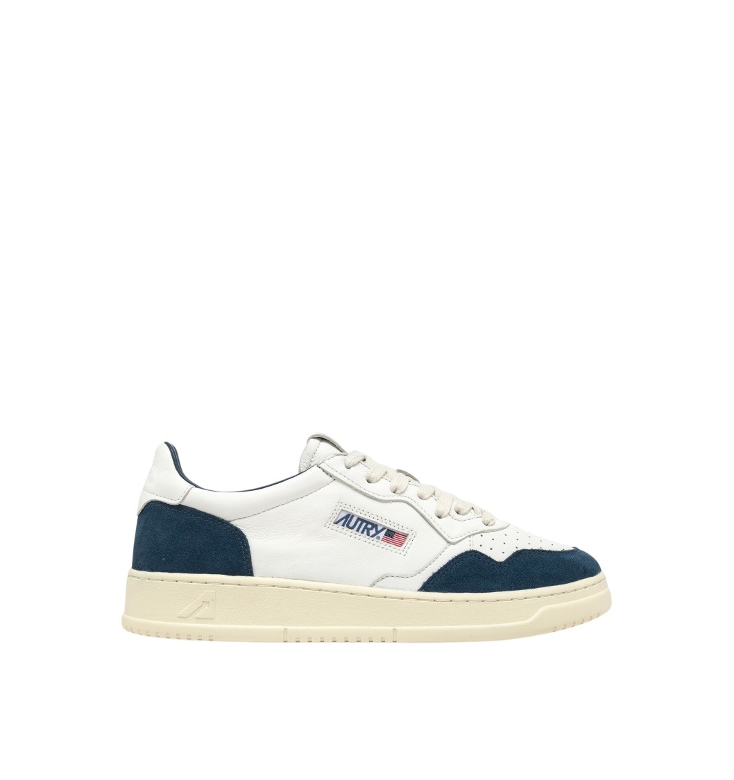Autry Medalist Low White Low Top Sneakers With Side Logo Detail In Leather And Suede Man