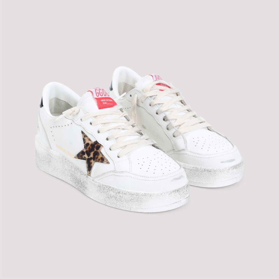 Golden Goose Leopard-print Leather Star Sneakers In White