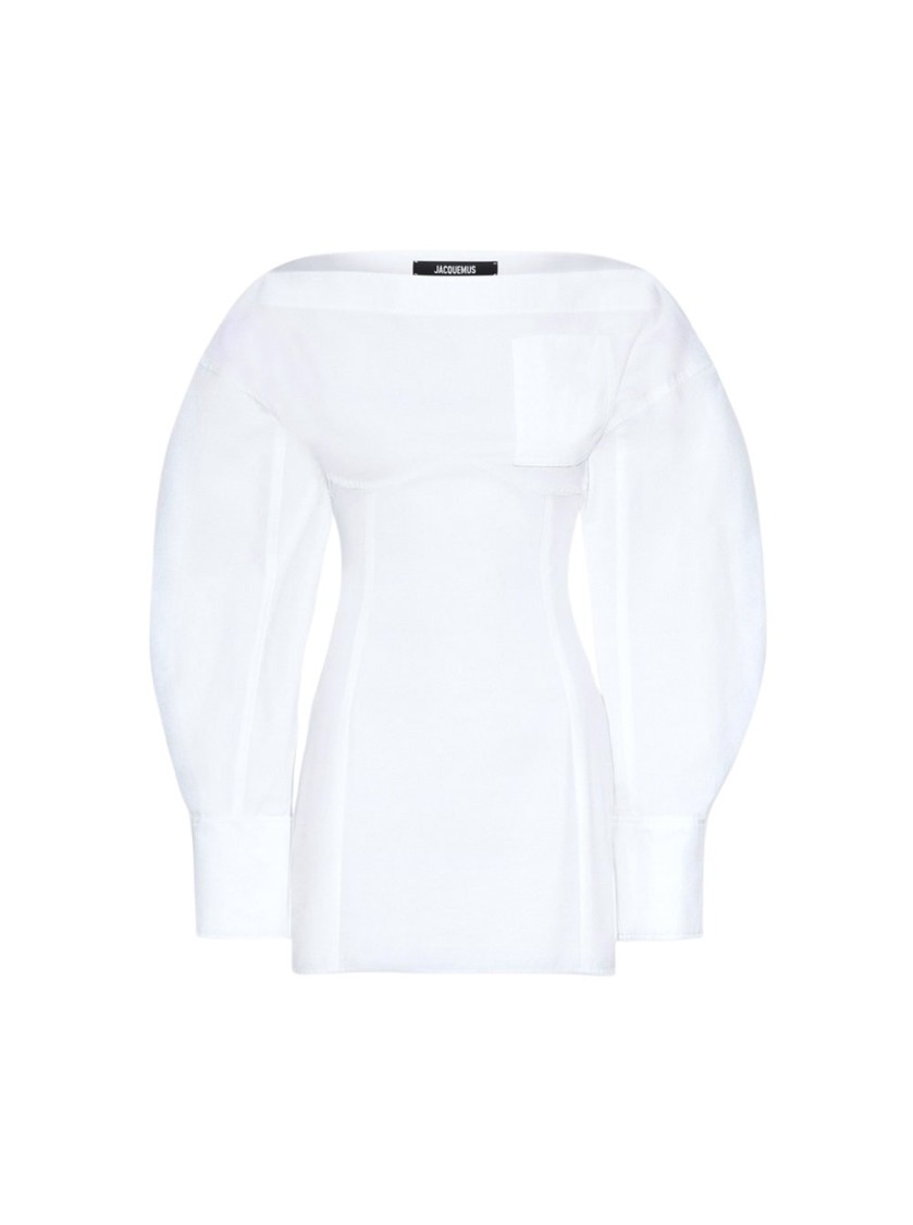 Jacquemus La Casaco Long Sleeve Cotton Shirtdress In White