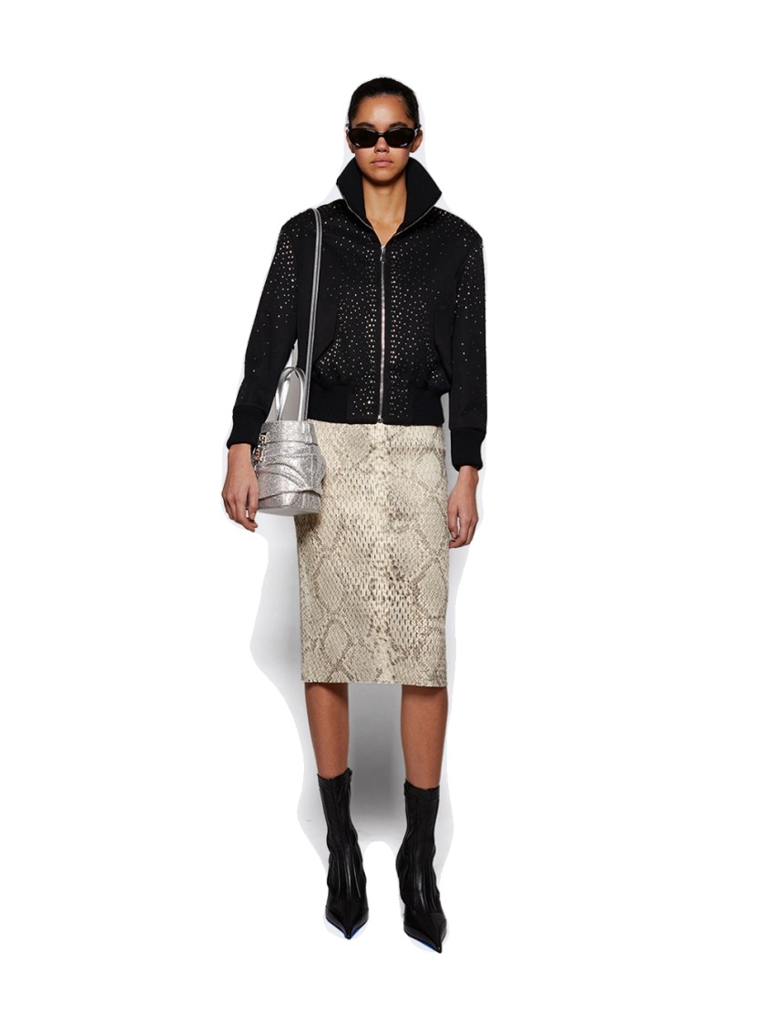 ALEXANDER WANG ALEXANDER WANG LOW RISE MIDI SKIRT BLACK AND WHITE