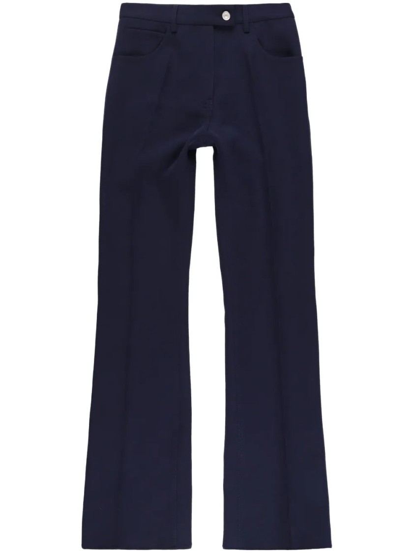 Courrèges 70's Twill Bootcut Trousers In Blue