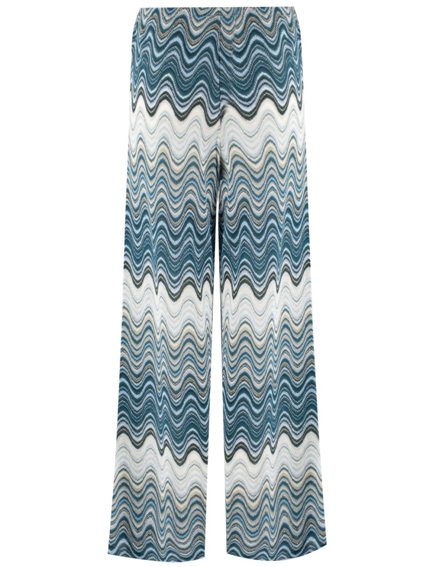 Mc2 Saint Barth Wide-leg Trousers With Dynamic Wavy Pattern