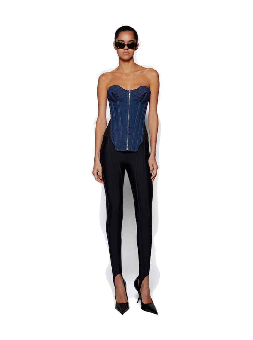 Shop Jean Paul Gaultier Denim Corset Indigo And Black In Blue
