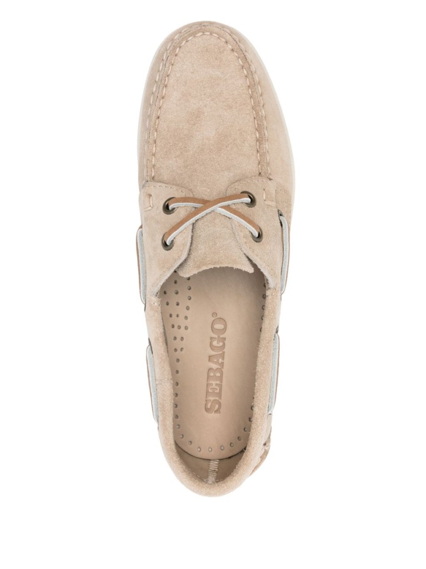 Sebago Classic Suede Loafers With Decorative Laces In Neutral