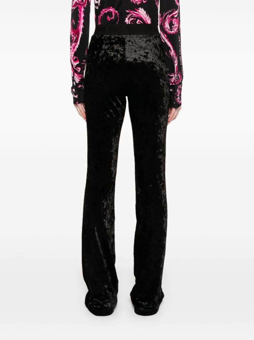 Versace Jeans Couture Logo-waistband Trousers In Black