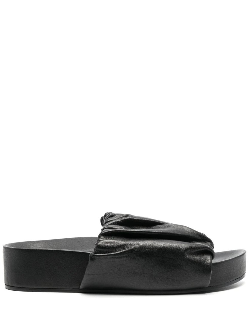 Jil Sander Black Sandals With Gathered Upper And Open Design In Black