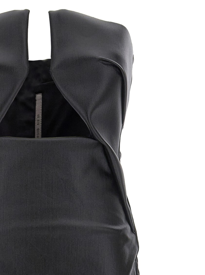 Rick Owens Coated Denim Gown With Front Cut-out In Black