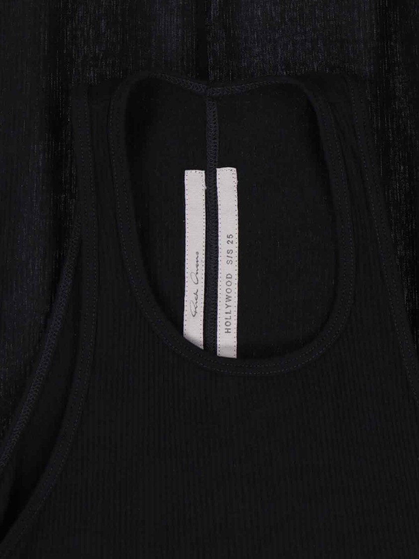Rick Owens Black Semi-transparent Sheath Dress In Viscose And Silk Blend Woman In Black