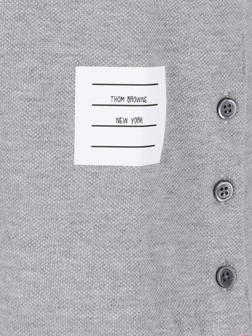 Thom Browne Button-fastening Stripe-detail Mini Dress In Gray