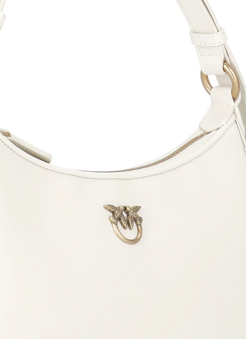 Shop Pinko White Mini Love Half Moon Bag