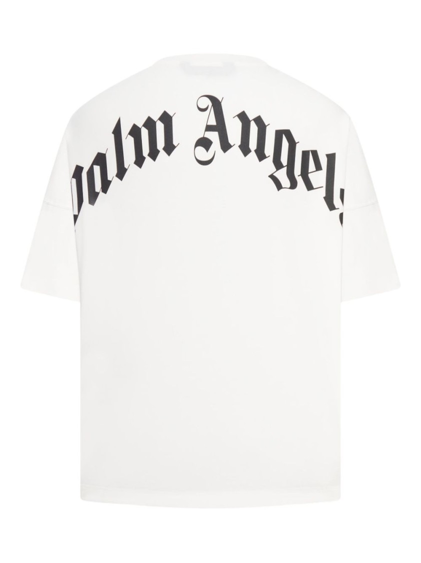 Palm Angels Relaxed-fit White T-shirt With Logo Print In White