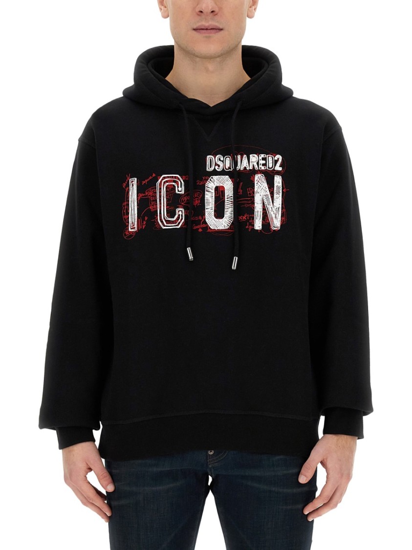 Dsquared2 Icon Scribble Cool Fit Sweatshirt In Black