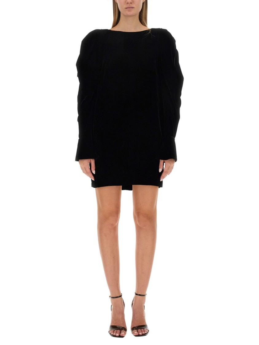 Nina Ricci Slim Fit Mini Dress With Voluminous Sleeves In Black