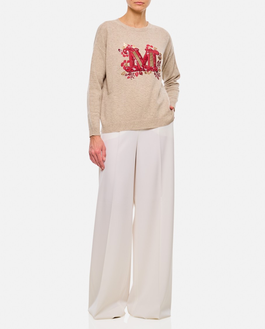 Max Mara Ninfa Long Wide Leg Trousers In White