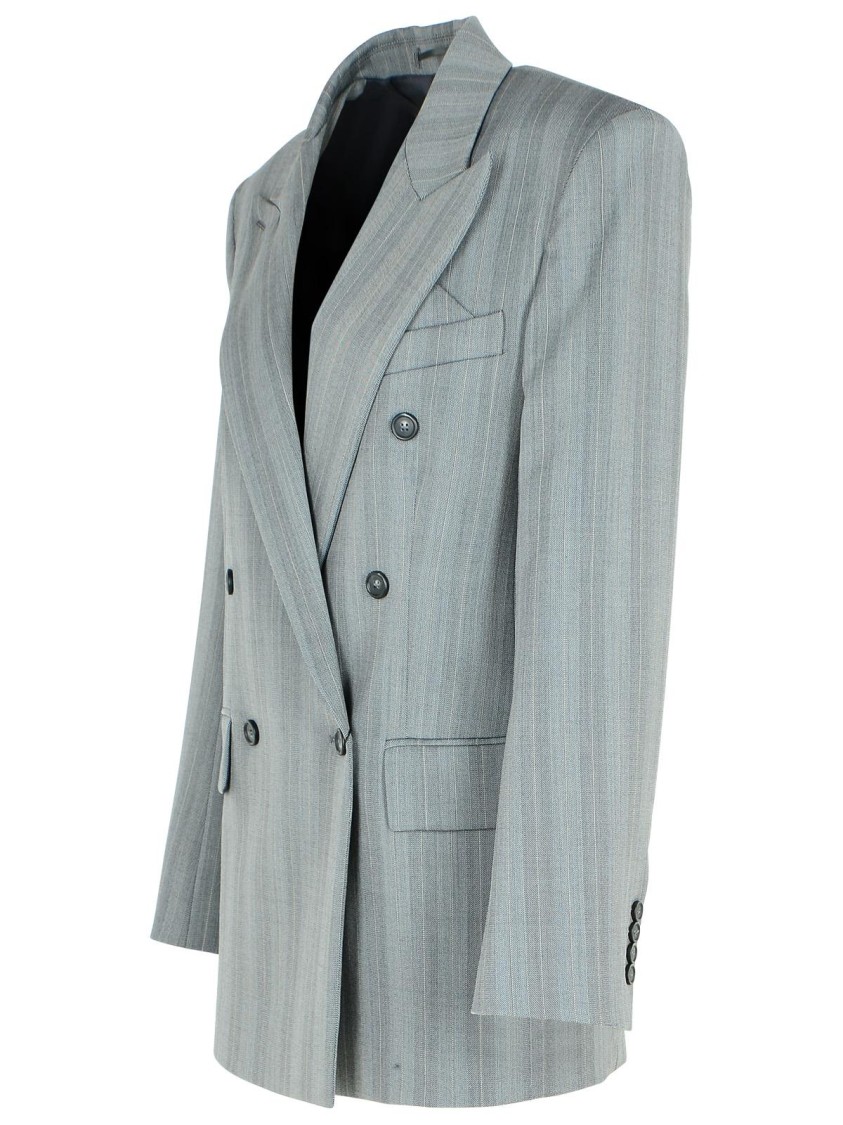 Shop Sportmax 'merlot' Grey Virgin Wool Blend Blazer