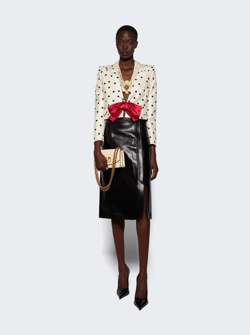Valentino Bow-embellished Polka-dot Silk-shantung Jacket