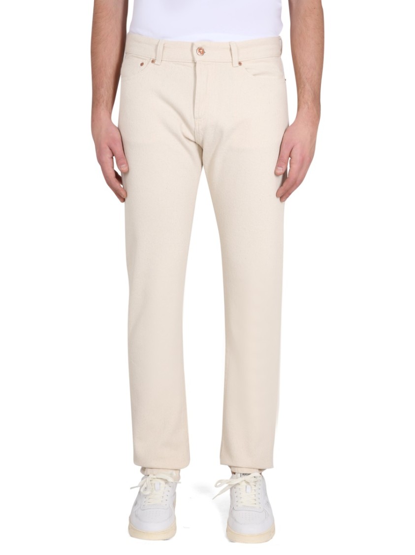 Shop Aspesi Straight-leg Denim Jeans With Button
