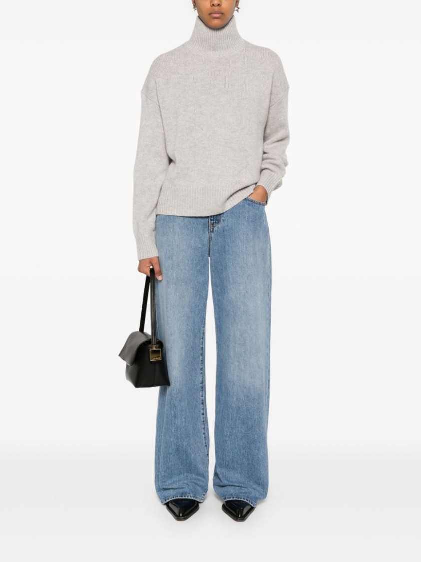Shop Calvin Klein Turtleneck Sweatshirt In Eco-friendly Wool And Cashmere Blend In White