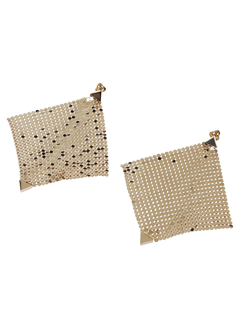 Rabanne Cascading Metallic Mesh Earrings With Triangular Accents In Gold