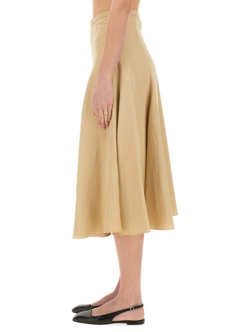Fabiana Filippi Viscose Linen Flared Skirt In Sabbia In Brown