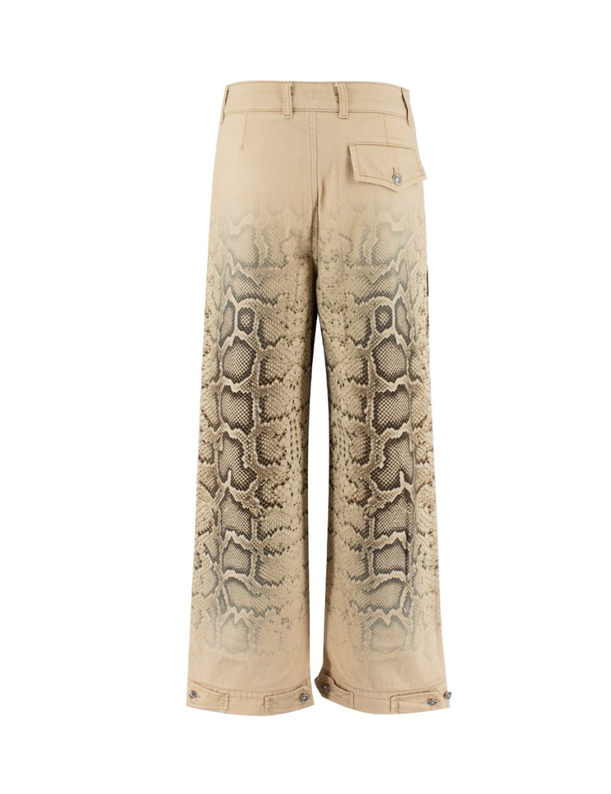 ERMANNO SCERVINO ERMANNO SCERVINO BEIGE PYTHON PRINT WIDE LEG TROUSERS