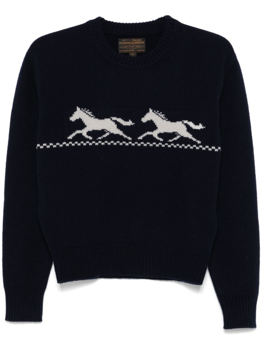 Shop Filson Oxford Blue Horses Sweater