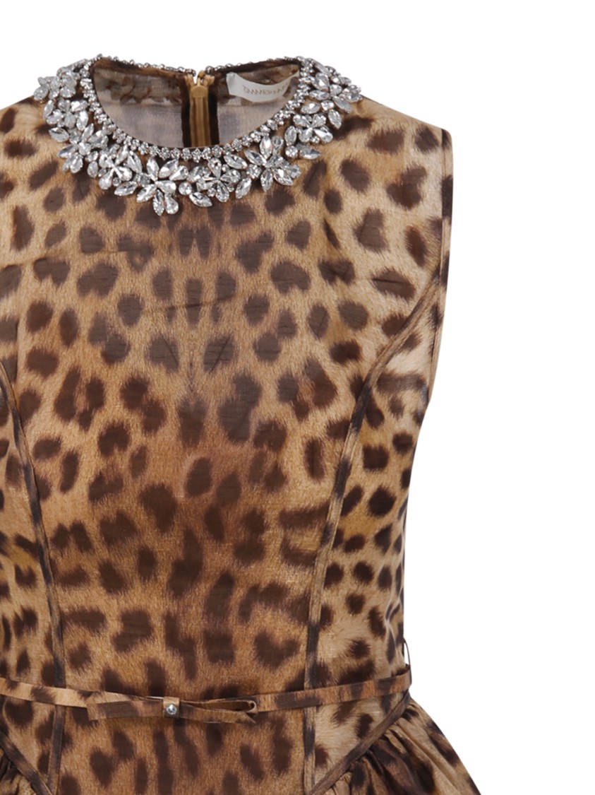 Shop Zimmermann Crush Panelled Mini Dress In Brown
