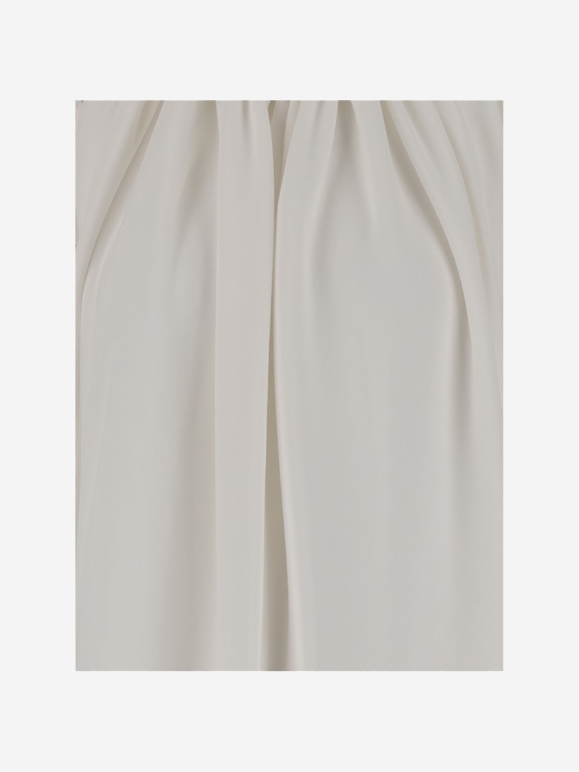 Sportmax Sleeveless Long Viscose Dress With Gathered Neckline And Open Back In White