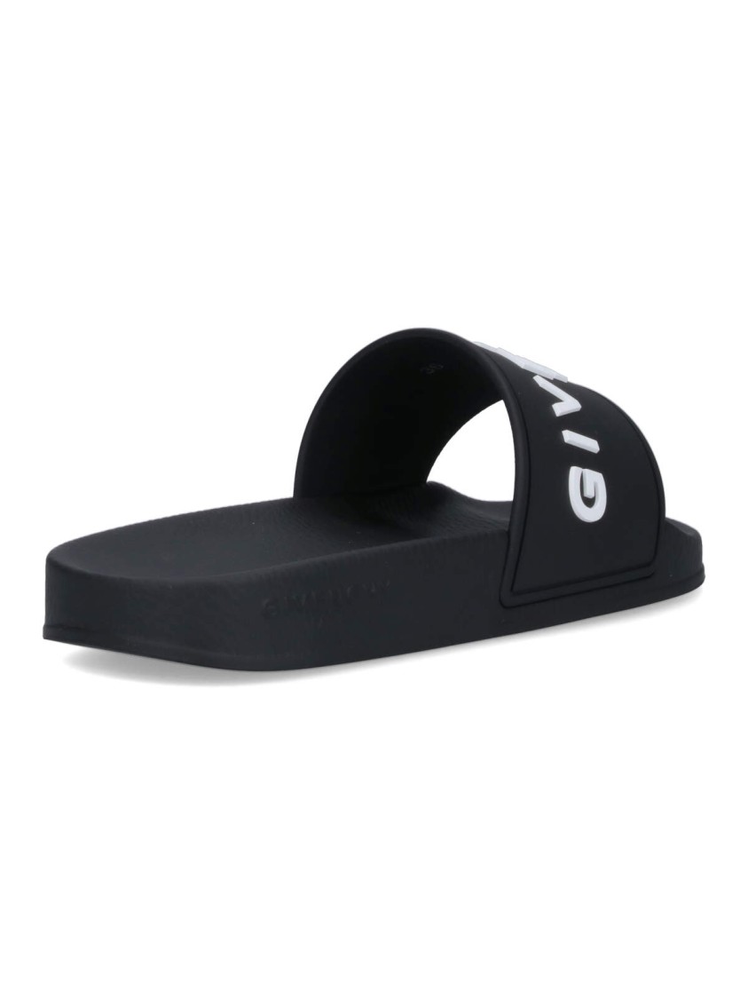 GIVENCHY GIVENCHY LOGO SLIDE SANDALS – BLACK