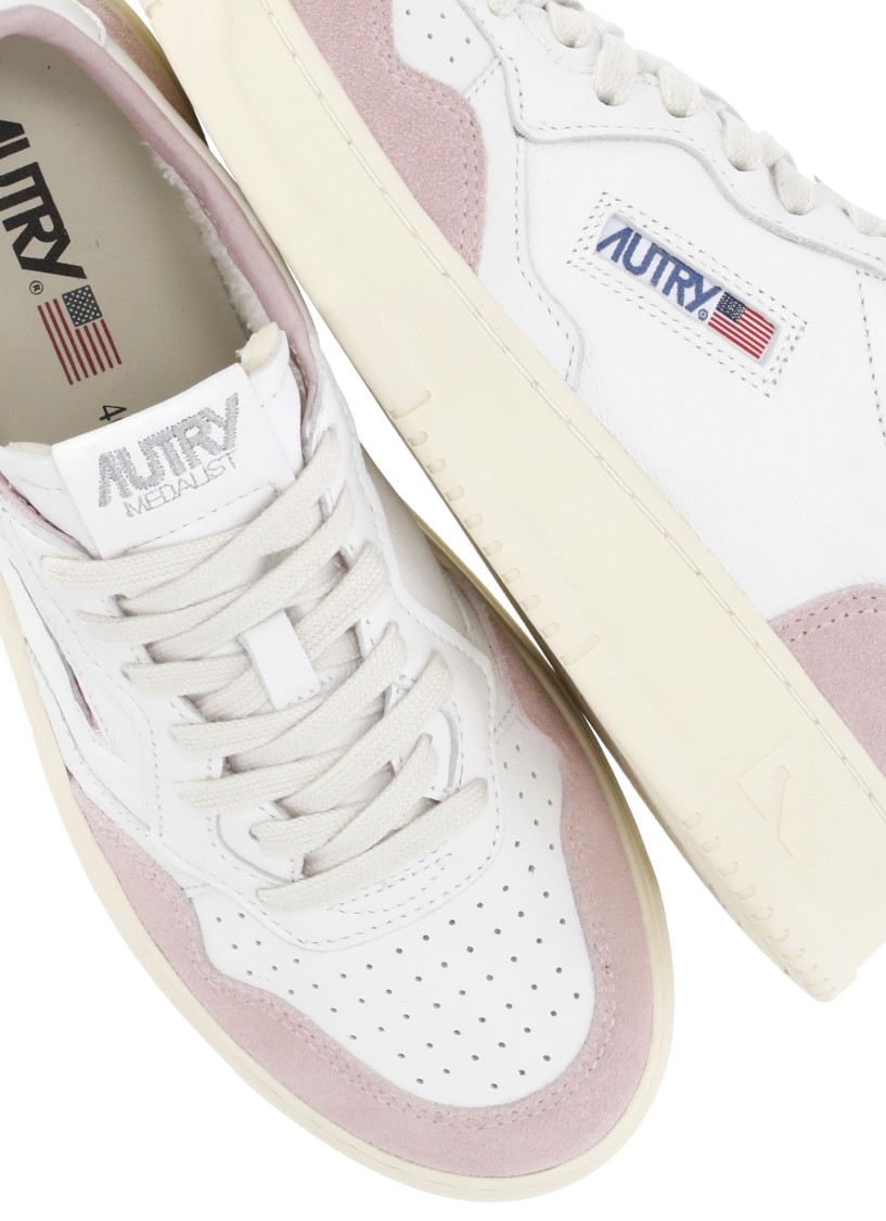 Shop Autry White Leather/fabric Medalist Low Sneakers