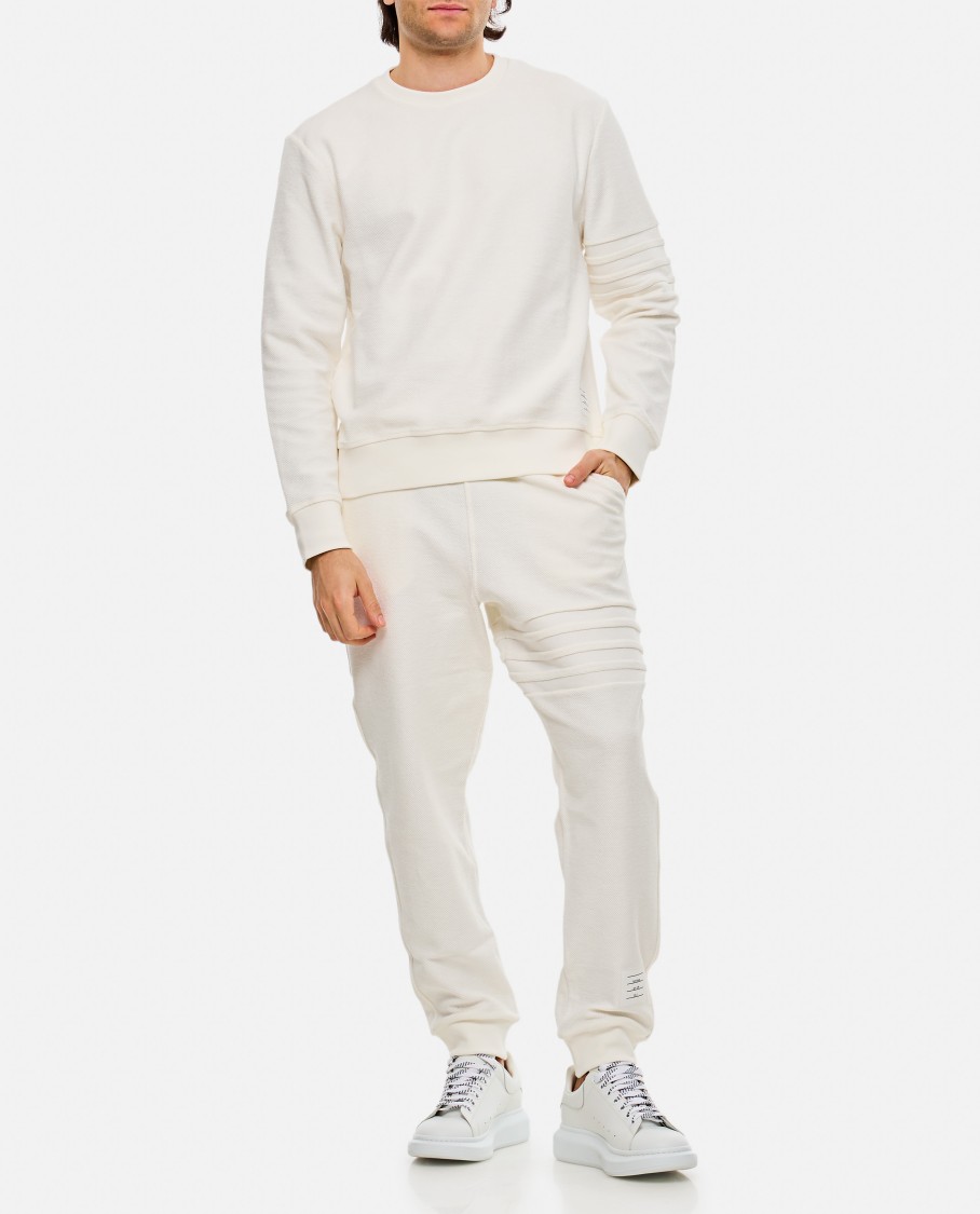 Thom Browne White Sweatpants With Embossed Seams In White