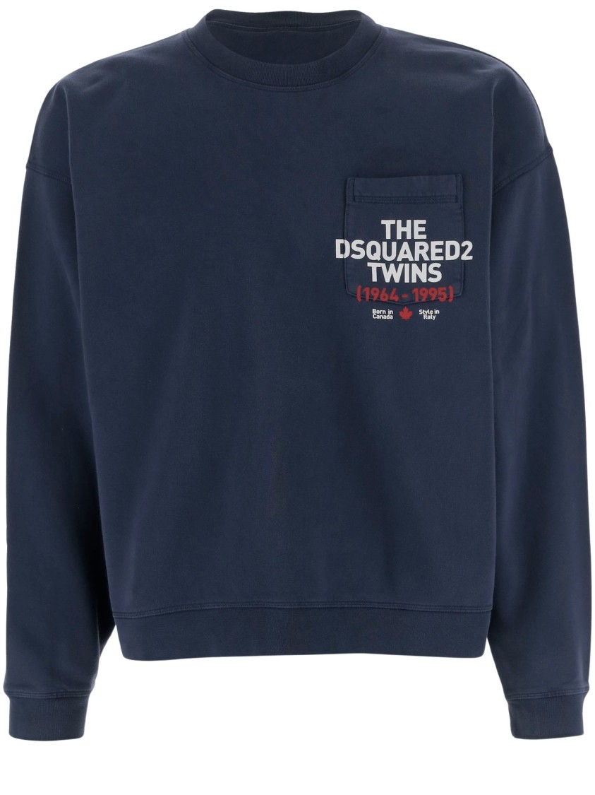 Dsquared2 Cotton Sweatshirt With Logo In Blue