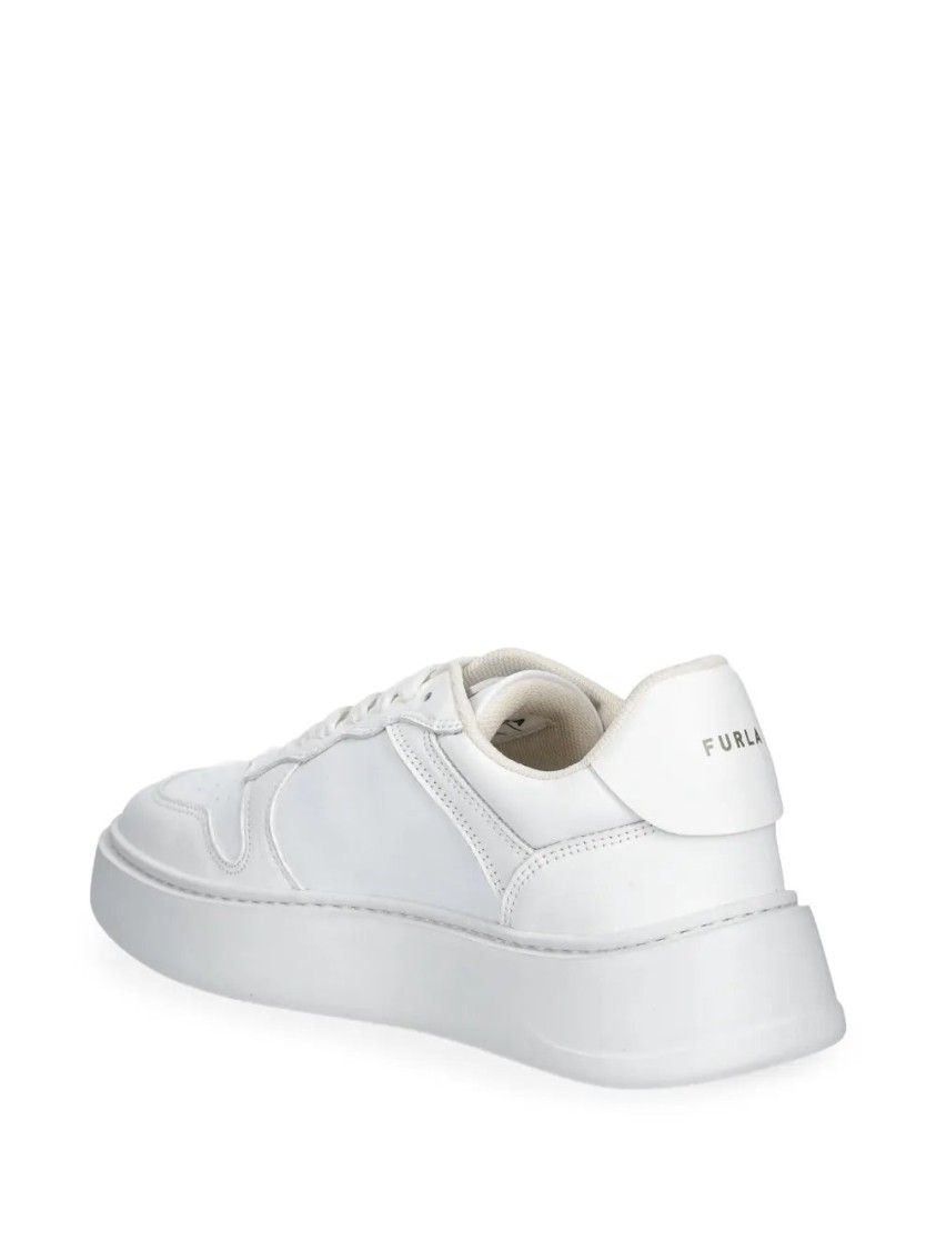 Furla Beige Lace-up Sneakers With Cushioned Sole In White