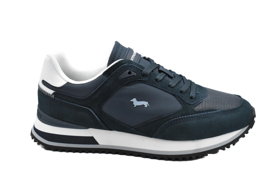 Harmont & Blaine Low-top Sneakers With Suede And Mesh Textures In Black